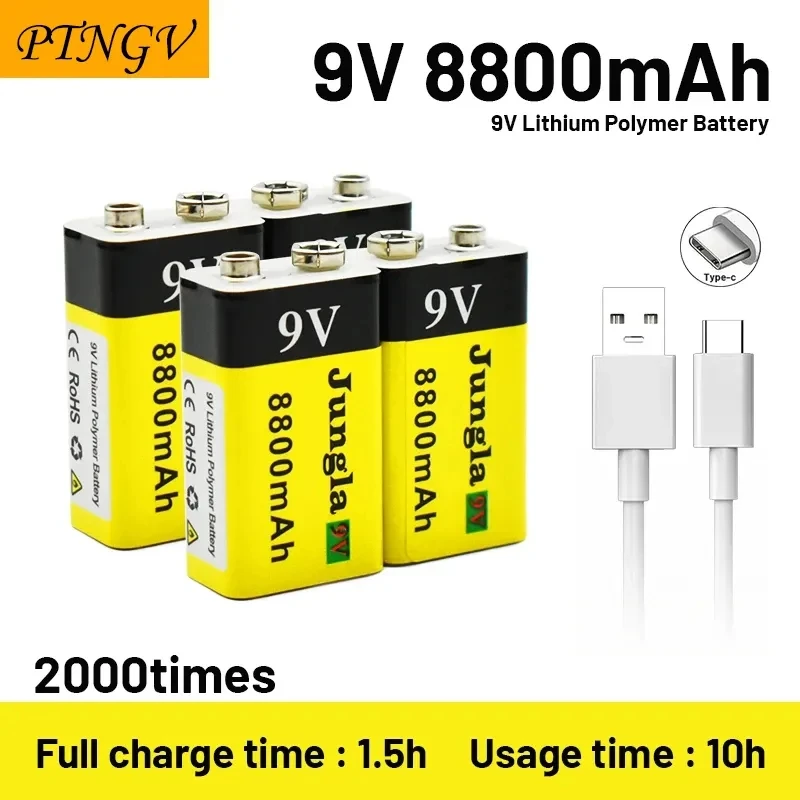 

9V 8800Mah Rechargeable Battery Micro Usb Batteries 9V Lithium For Multimeter Microphone Toy Remote Control KTV Use