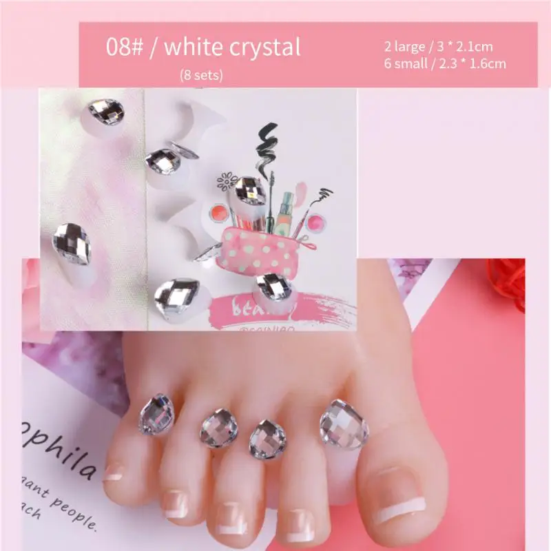 

8 PCS/Set Soft Silicone Toe Separator Cute Nail Art Toe Lock Tools Flower Shape Rhinestones Toe Separator Nails Art Accessories