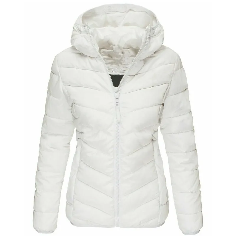 Women's Tops Solid Color Hooded Casual Warm Fashion Coats Simple Slim Fit Comfortable Women's Autumn and Winter Cotton Jackets