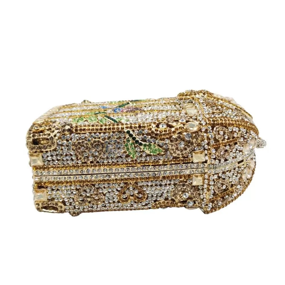 Блестящая птичья клетка женская сумка роскошная металлическая коробка клатч для