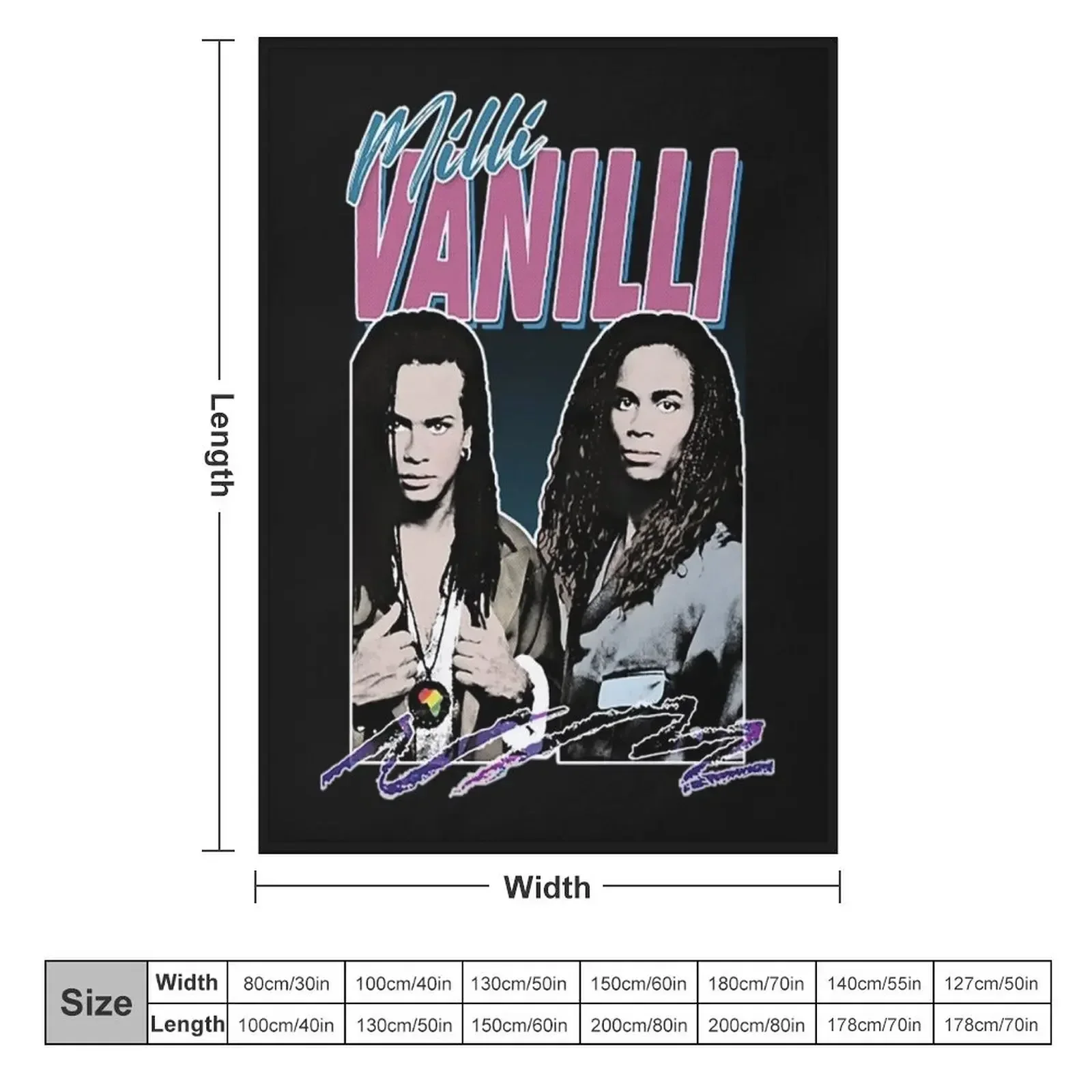 Milli Vanilli T-ShirtMilli - 80's Fanart Aesthetic Design Tribute Throw Blanket Picnic anime Camping Blankets
