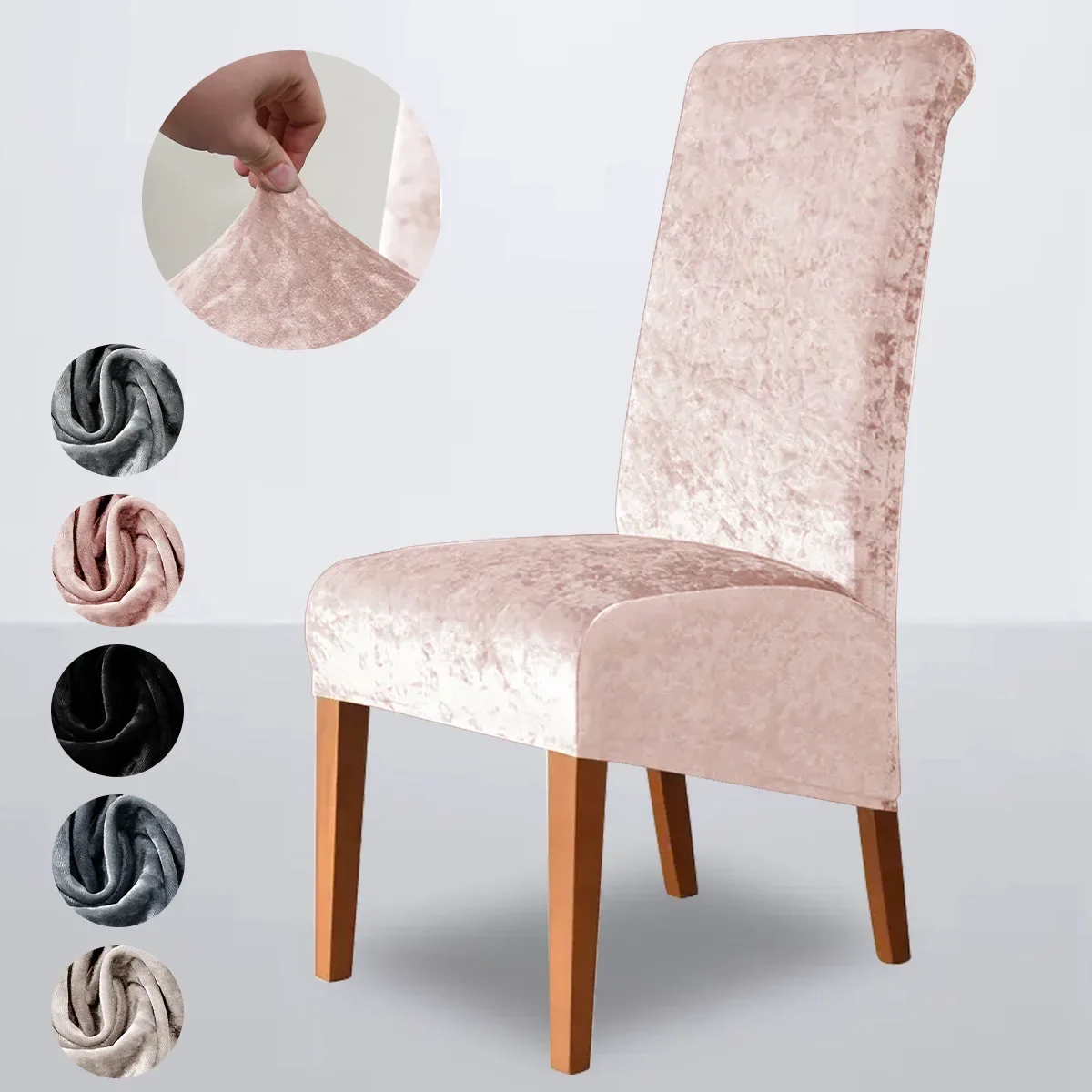 

Сплошной цвет, чехол на сиденье стула, защита для мебели, бархатный чехол на обеденный стул, полная упаковка, эластичный домашний отель, ресторан, банкет