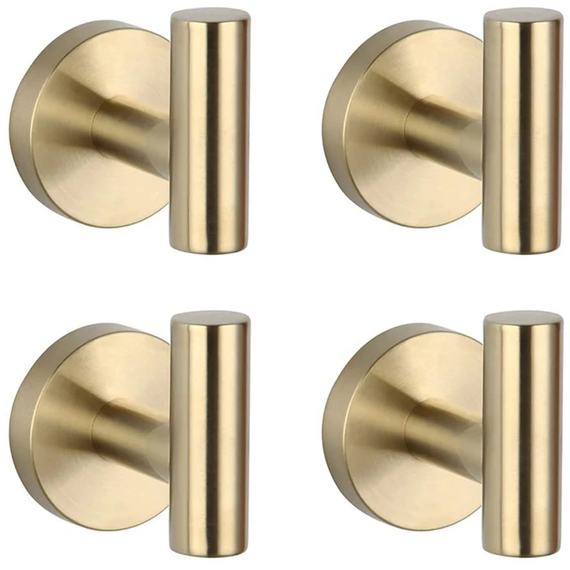 

4Pcs Towel Hook Bathroom Hook Wall Coat Hook, Robe Hook For Bathroom Kitchen, Garage, Home Hotel Office Cabinet