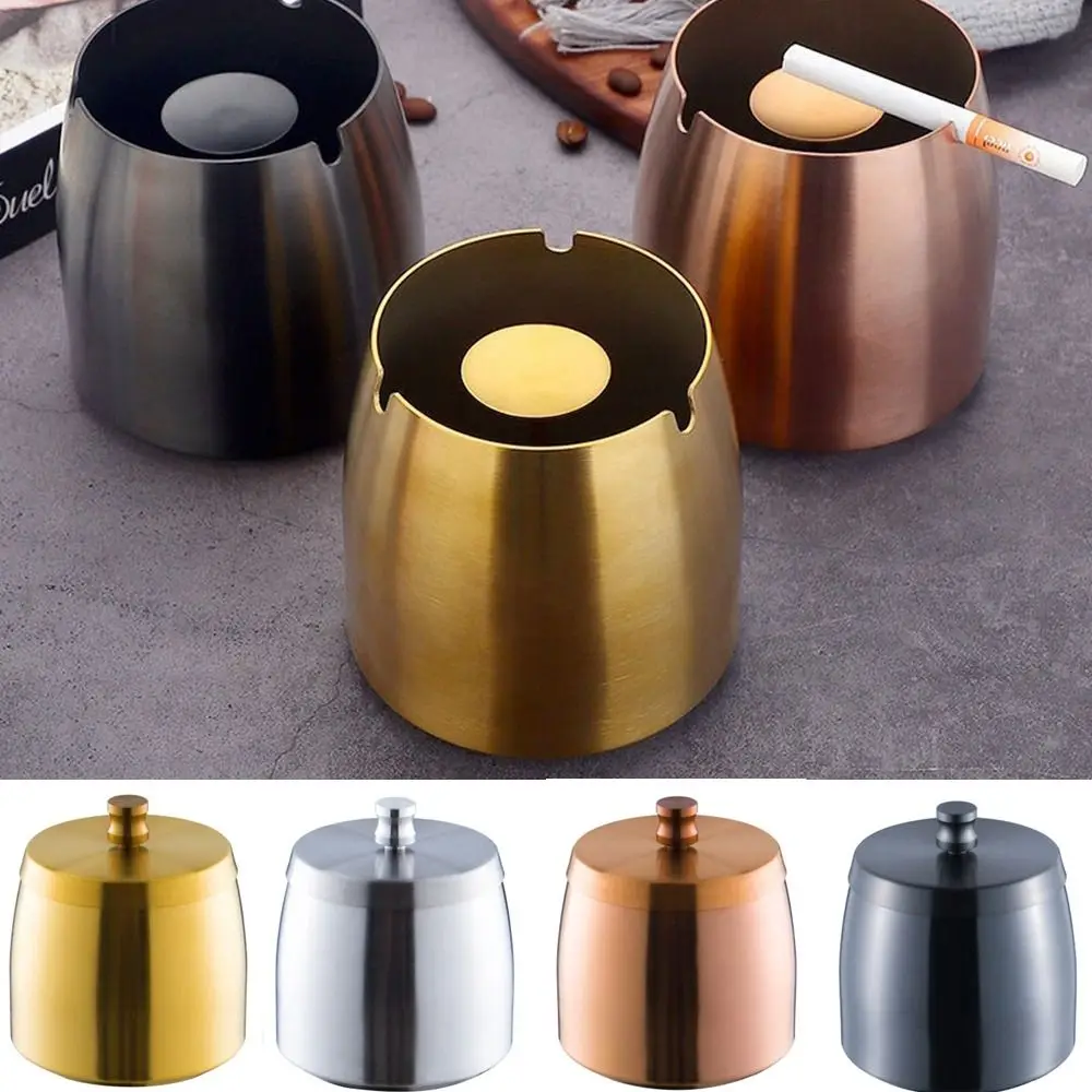 

Stainless Steel Ashtray With Lid Anti-Flying Ashtray Windproof Outdoor Cigar Ashtray Home Smoking Accessories