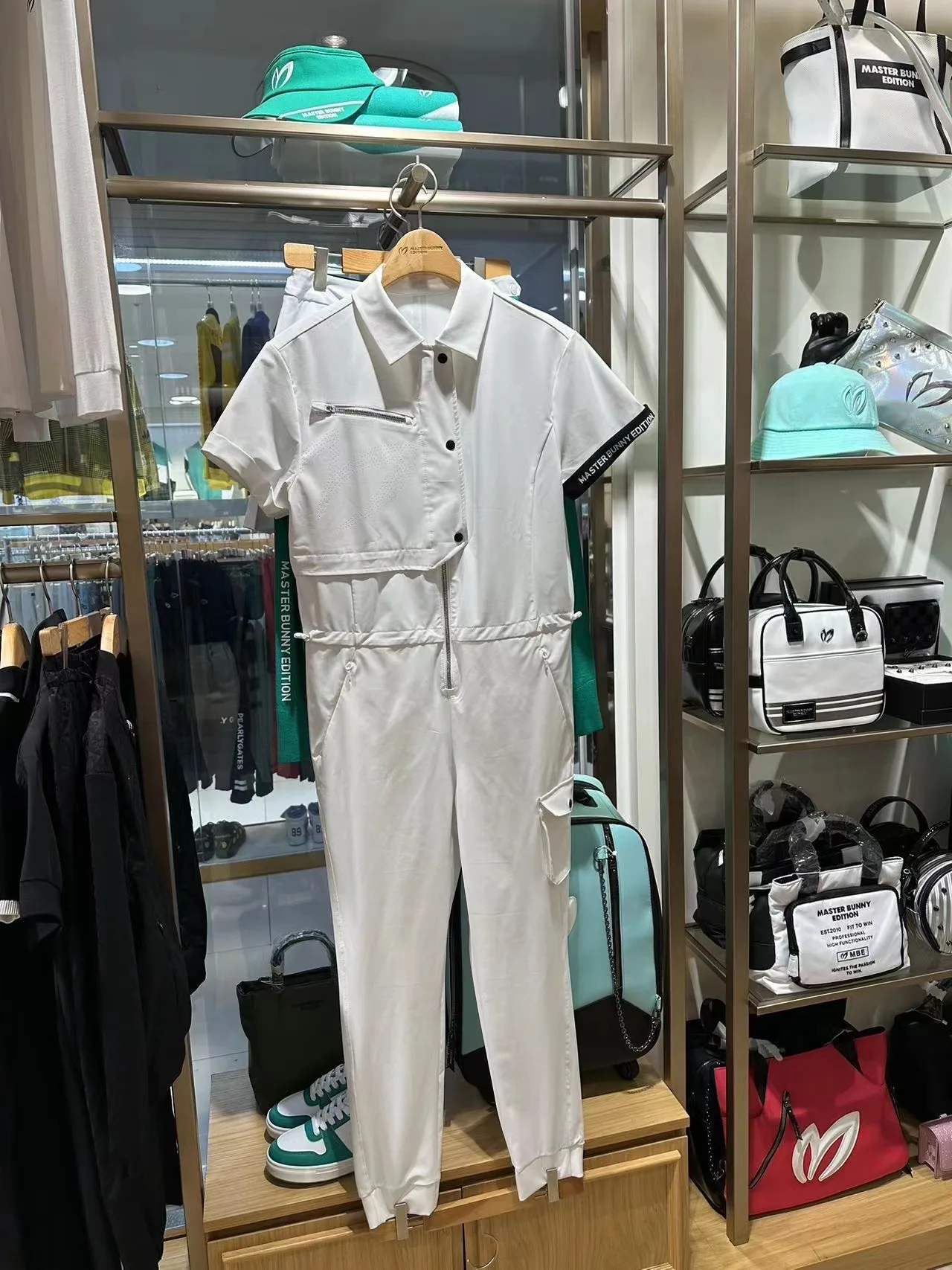 23 New spring summer golf one piece for women long sleeves zippered long pants adjustable waist fashion golf wear golf apparel