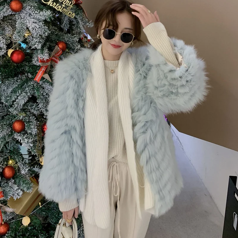 

Свободная теплая Модная дамская плюшевая куртка с лацканами, новая зимняя повседневная утепленная женская куртка из искусственного лисьего меха в Корейском стиле