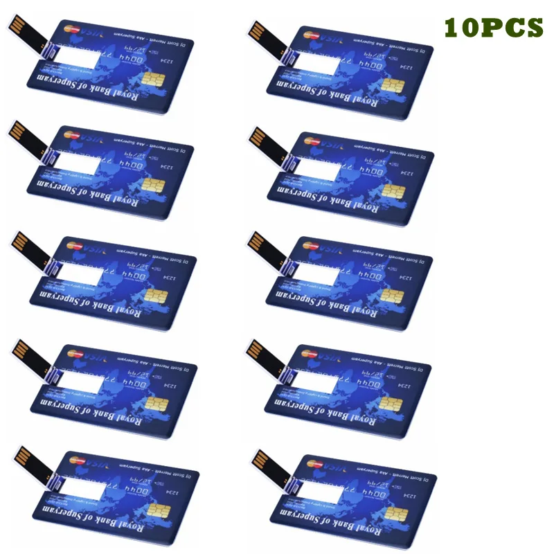 

10PCS/LOT Custom Logo Credit Card Usb Flash Drive 4GB 8GB 16GB Pendrive Memory Stick Customised Photo Or Logo For Friend Gifts