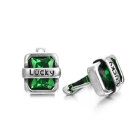 hot sell elegant square lucky letter green crystal 30 silver plated ladies stud earrings accessories jewelry for women gifts