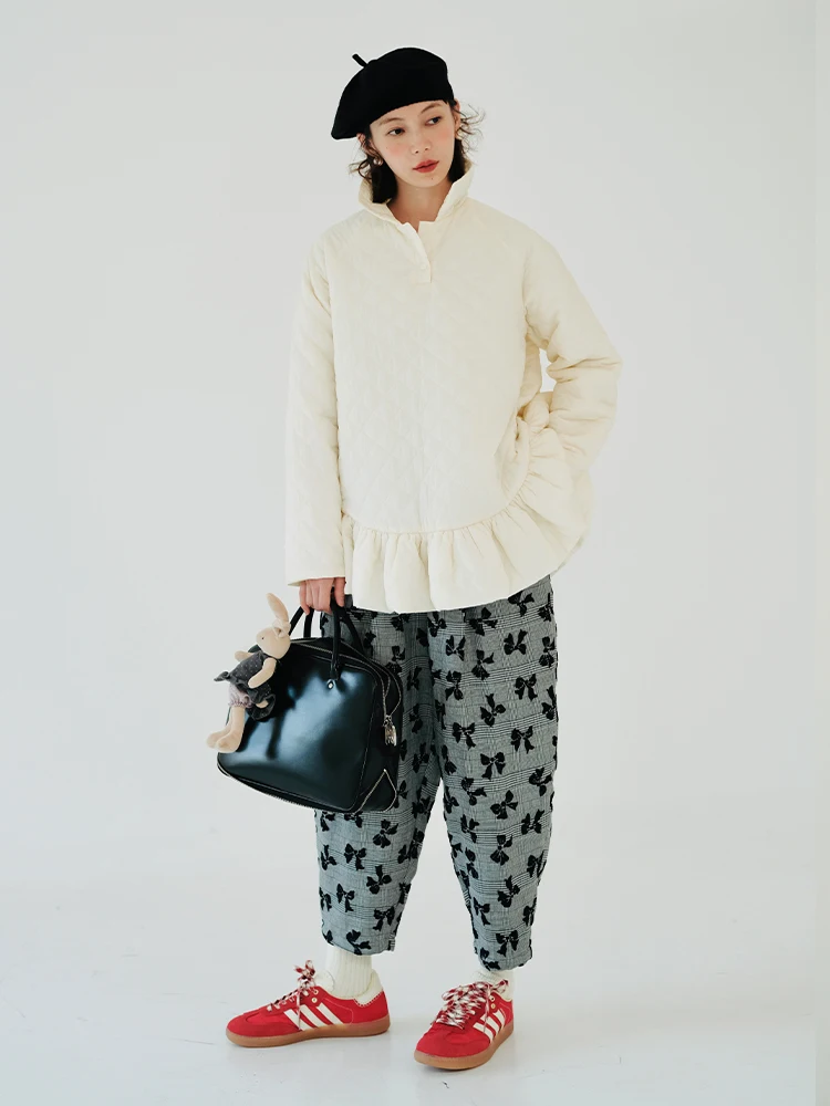 imakokoni original design warm thick coat hooded cotton jacket black casual personality long sleeve top winter women's wear