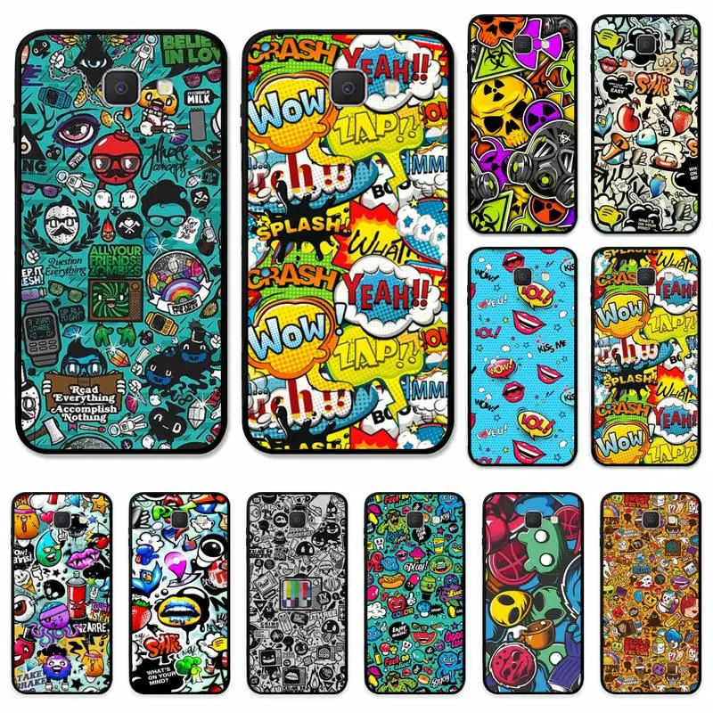 

Graffiti Sticker Bomb Phone Case for Samsung J 2 3 4 5 6 7 8 prime plus 2018 2017 2016 core cover