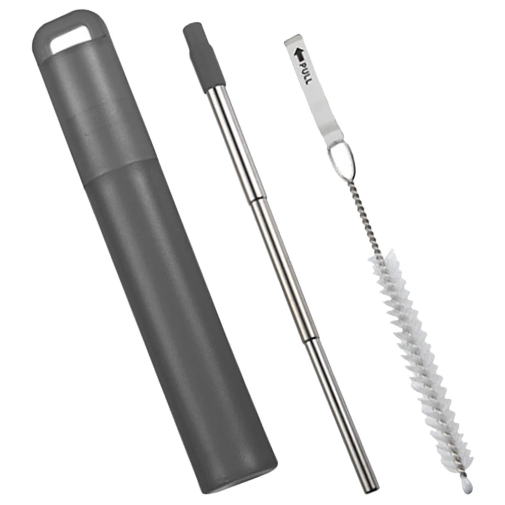 

Stainless Straw Milk Straws Storage Box Tea Drinking Reusable Telescopic Silica Gel Party Drinks