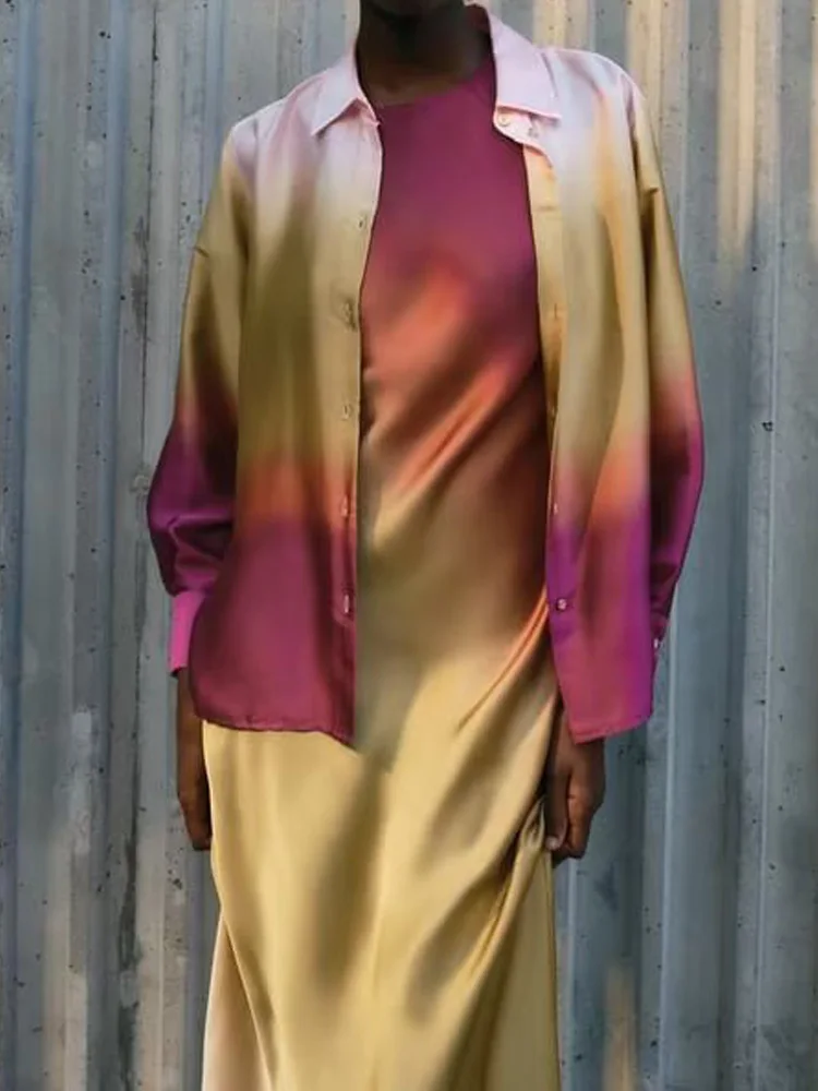 

Женская атласная блузка с принтом Kumsvag, повседневная элегантная рубашка с принтом, лето 2023