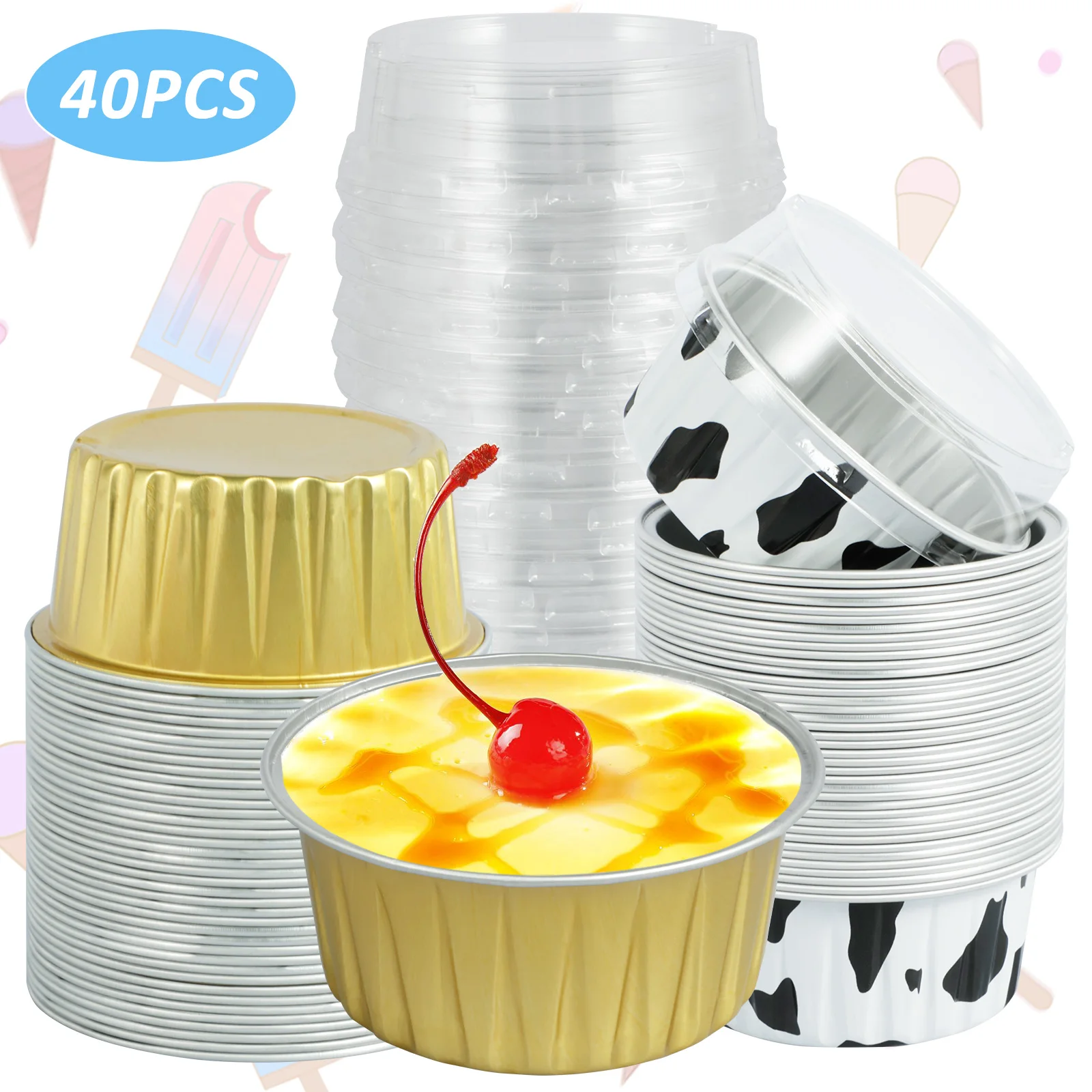 

40 шт., термостойкие контейнеры для кексов, 130 мл