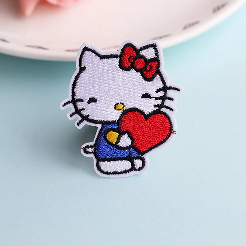 

Hello Kitty Cartoon Embroidery Flower Badge Cloth Stickers Clothing Patch Embroidered Bags Journal Decorative Stickers