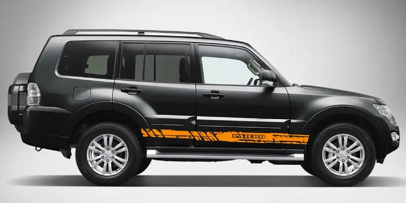 Пара спортивных боковых полос наклейка Виниловая совместимая с Mitsubishi Pajero |