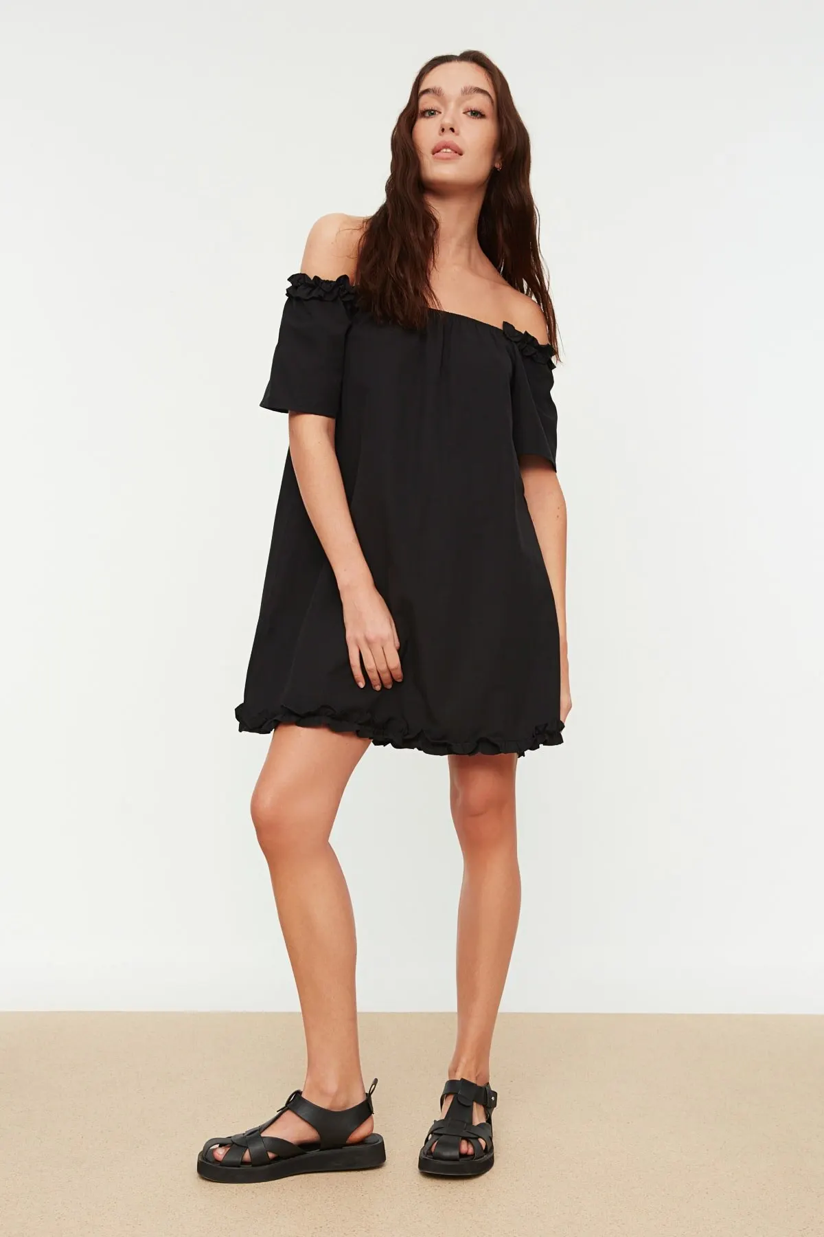 

Women's Dress Black Carmen Collar Elegant Fashion Casual Casual Casual Casual Casual Boho Beach Dress Dress