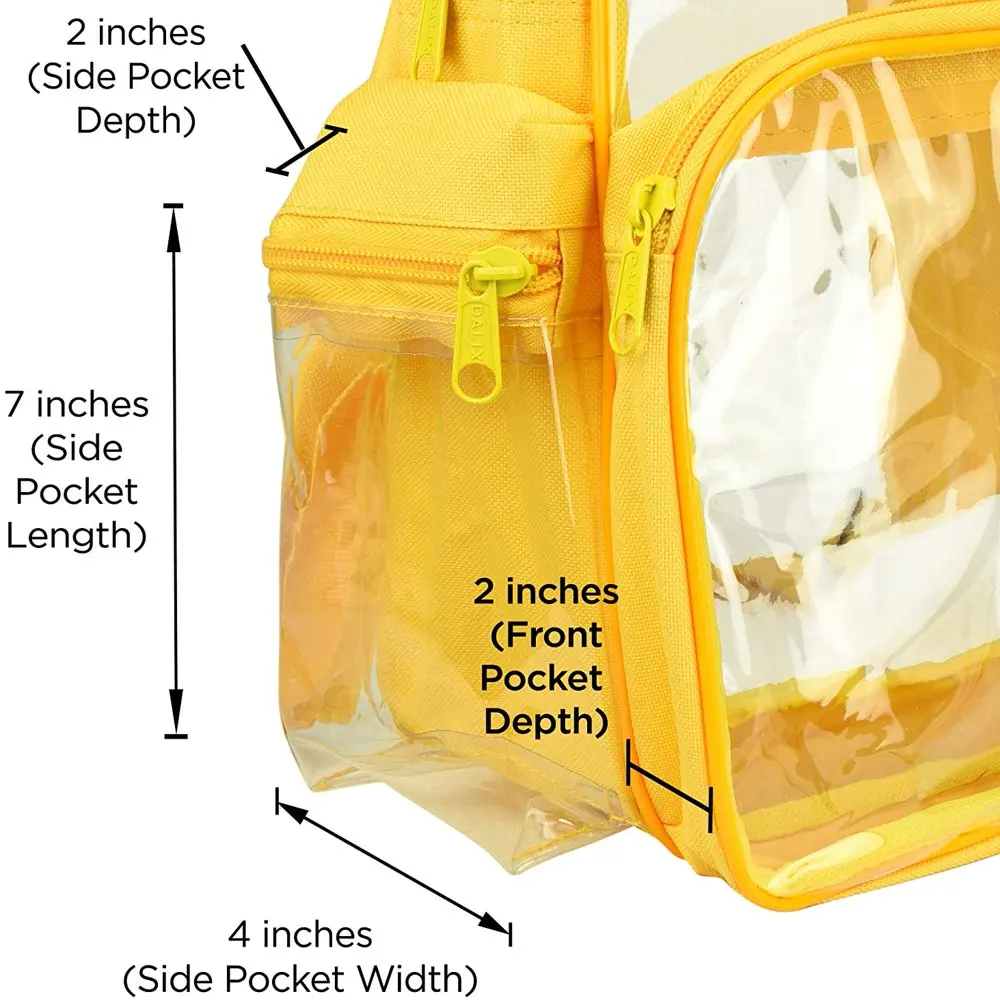 15 Inch Unisex Adult Multi-Purpose Clear Backpack - Yellow