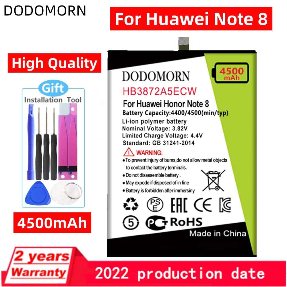 

DODOMORN HB3872A5ECW перезаряжаемая батарея для Huawei Honor Note 8 Note8 EDI-DL00 EDI-AL10 Φ с номером отслеживания