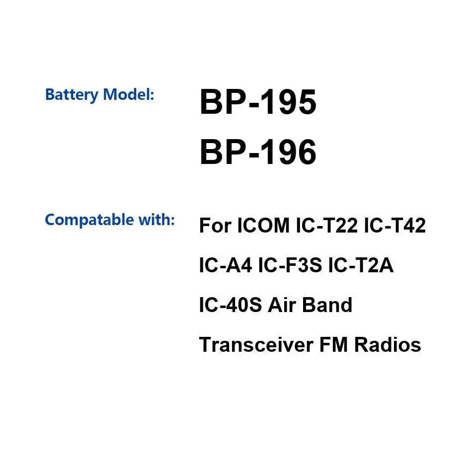 Фото Аккумулятор большой емкости для раций Icom IC-T22, IC-T42, IC-A4, IC-F3S, IC-T2A, IC-40S, модели BP-195, BP-196, 1500 мАч №2