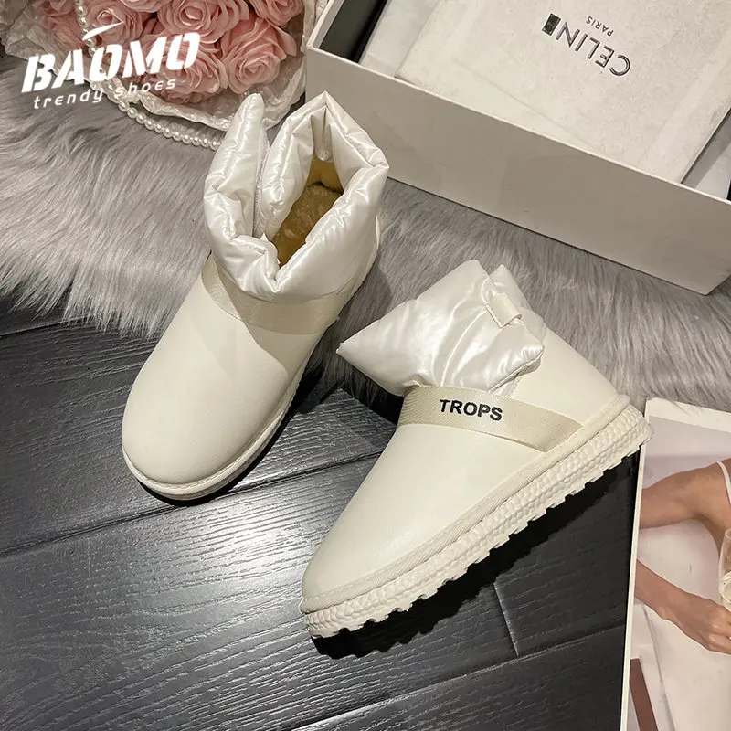 

2022 Women's Snow Boots Winter Warm Plush Boots Women's Pull-On Women's Shoes Flat Casual Winter Shoes Ankle Boots Women