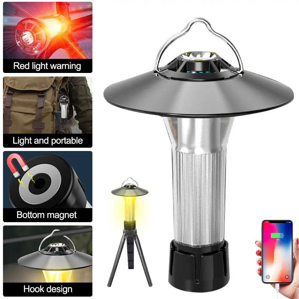 Camping Lantern USB Rechargeable Light Portable Outdoor Camping Light Magnet Emergency Light Tent Light Powerful Led Work Lamp