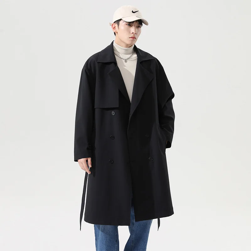 

Осень-зима 2022, Мужская ветровка, средней длины, корейская мода, трендовый весенний Повседневный Тренч, пальто, Мужское пальто