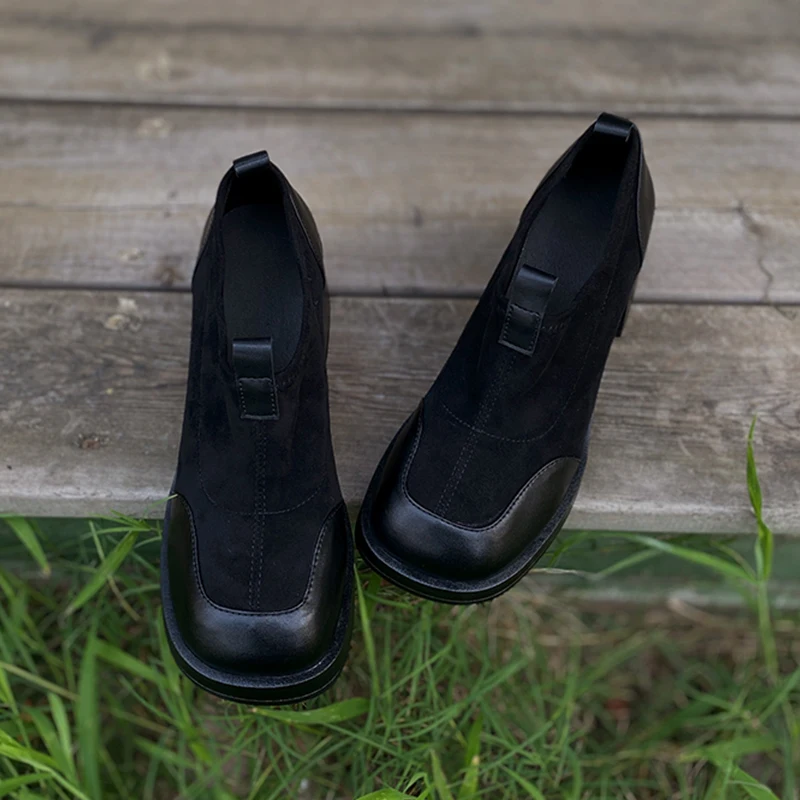 

Туфли-Лоферы Heihaian женские, толстый каблук, круглый носок, глубокий носок, в гонконгском ретро стиле, коричневые, осень 2023