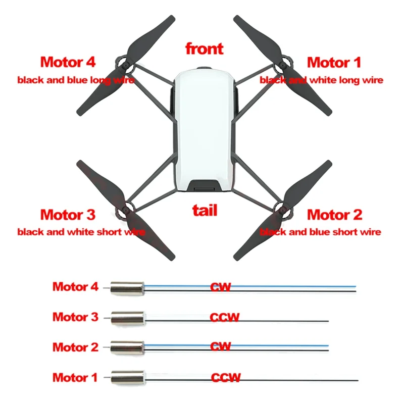 New 4Pcs for DJI Tello Motor 8520 Brushed Motor Replacement Repair Part for TELLO RYZE Tello EDU Drone RC Quadcopter CW CCW