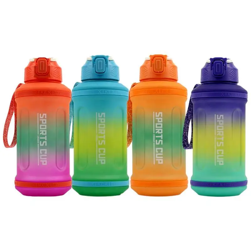 

Fitness Water Bottle Gradient Leakproof Workout Water Bottle 1350ml Water Bottle With Strap & Straw For Gym Sports Daily Intake
