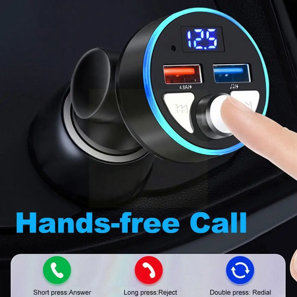 

Bluetooth 5.0 Handsfree Car Kit Audio MP3 Player FM Charger Fast playing 4.8A music Auto USB Transmitter Cars USB L3U2