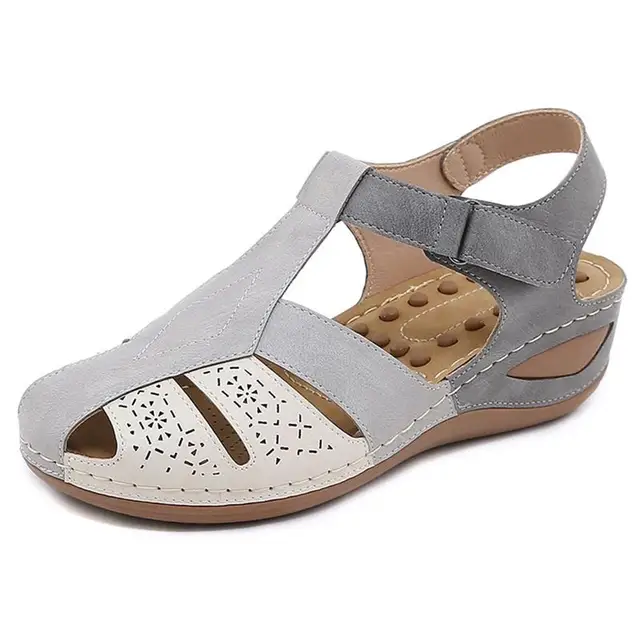 New Summer Women Hollow Wedge Sandals Casual Medium Heels Shoes 6