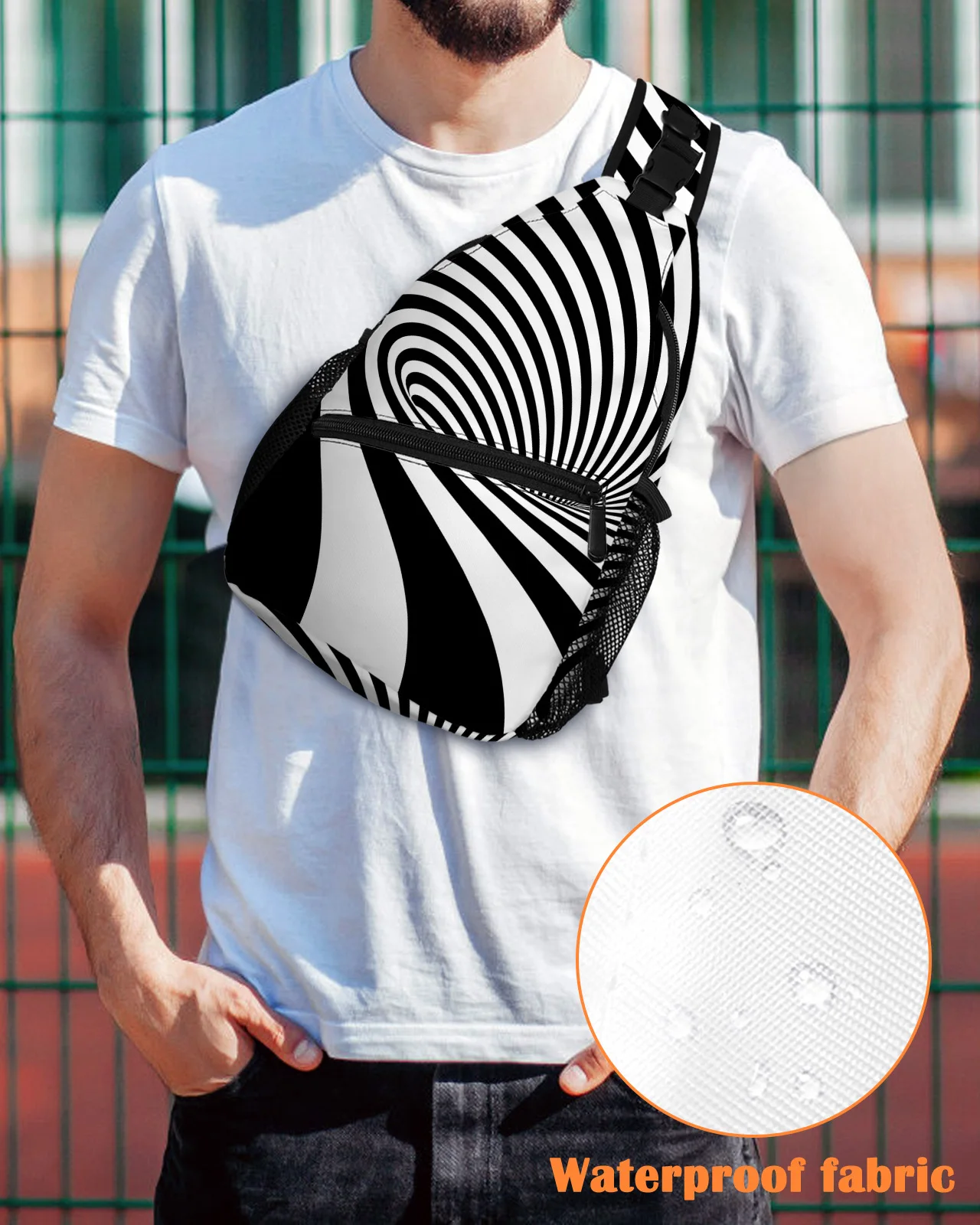 Нагрудная сумка в черно-белую полоску для мужчин и женщин повседневная дорожная