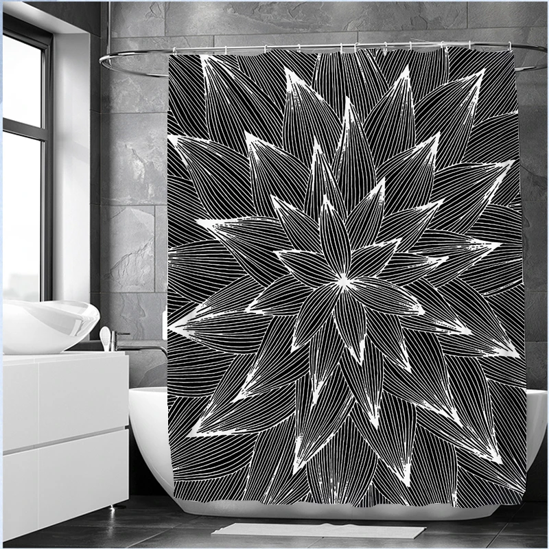 

Flowers Shower Curtains Nordic Minimalist Art Flower Printed Waterproof Fabric Bathroom Curtain Home Decor Bathtub Screen