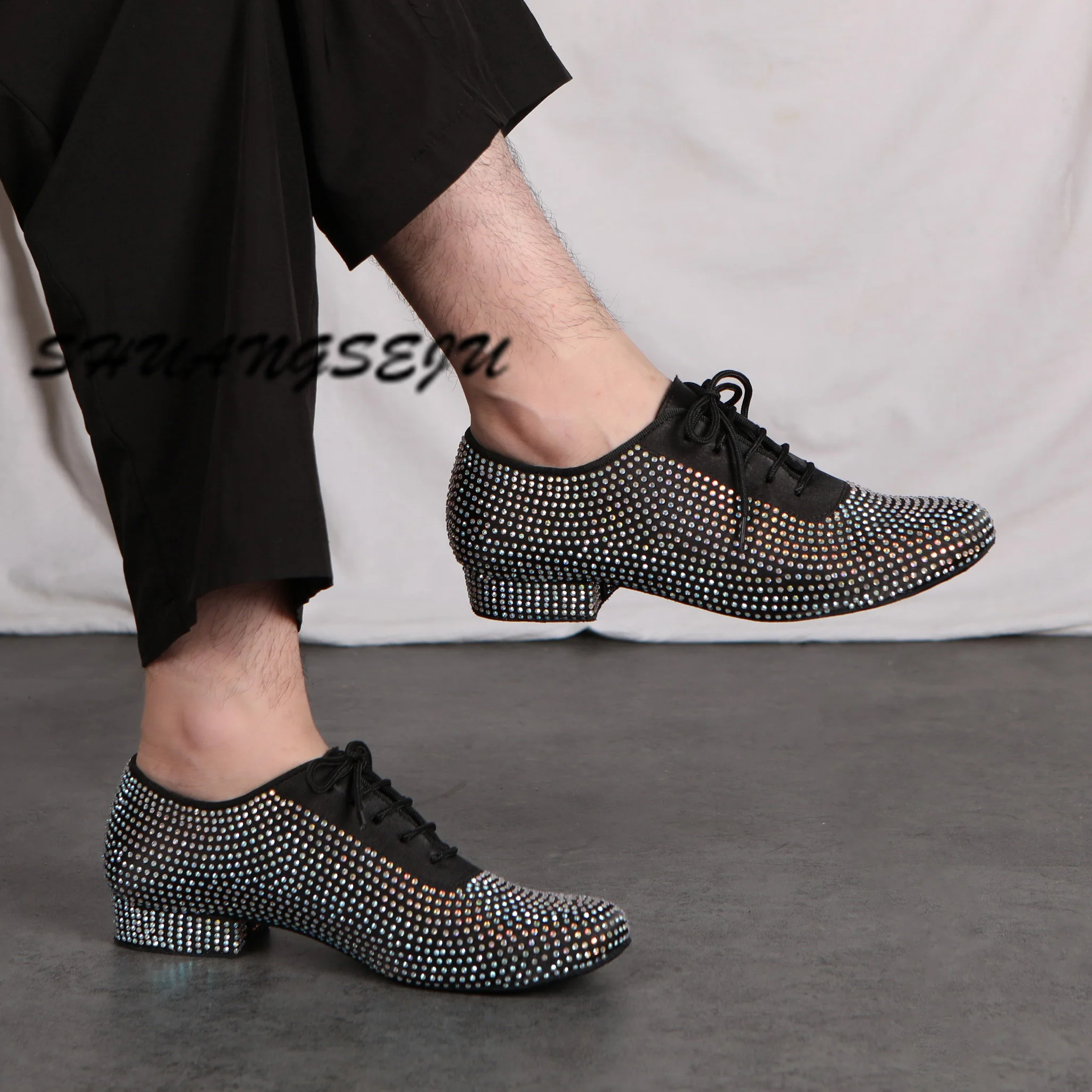 Туфли SHUANGSEJU мужские для латиноамериканских танцев сатиновые модные