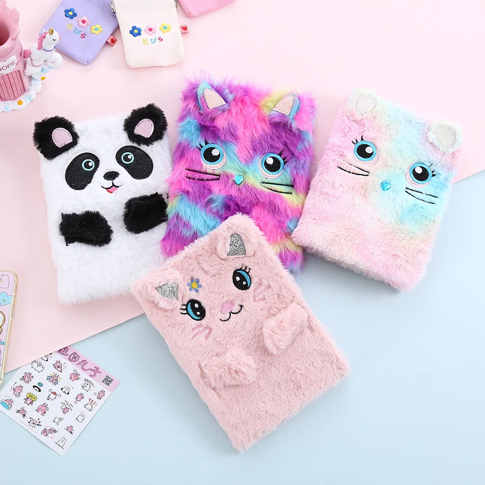 

Plush Notebook Cartoon Book Animal Ear Planner Kawaii Books Cute Girl Notebook Office Stationery Gift Kawaii Books Fashion
