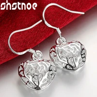 925 sterling silver heart hollow pattern drop earrings for women jewelry fashion wedding engagement party gift