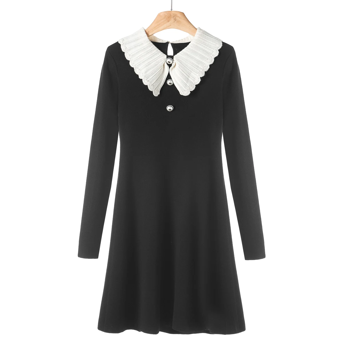 699 43 2% шерсть [Na] Зимняя одежда Трикотажное платье с воротником соответствующего