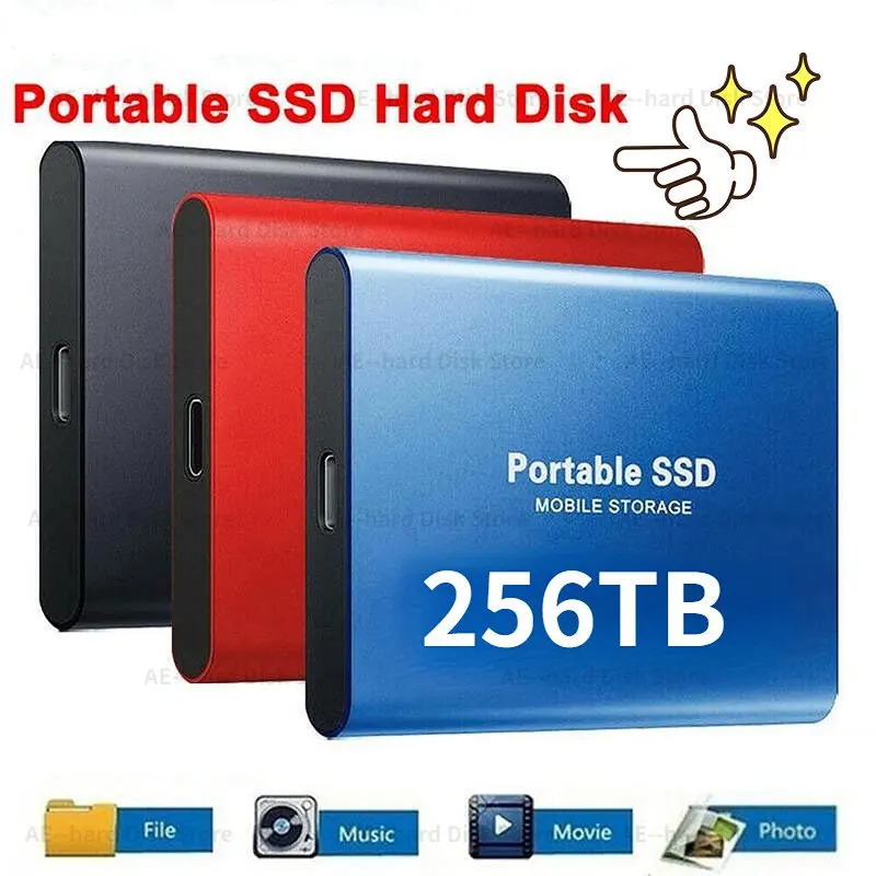 High-speed M.2 SSD 128TB External Solid Hard Drive 4TB 8TB 16TB USB3.1 SATA SSD Portable SSD 32TB Hard Disk for Laptop Notebook