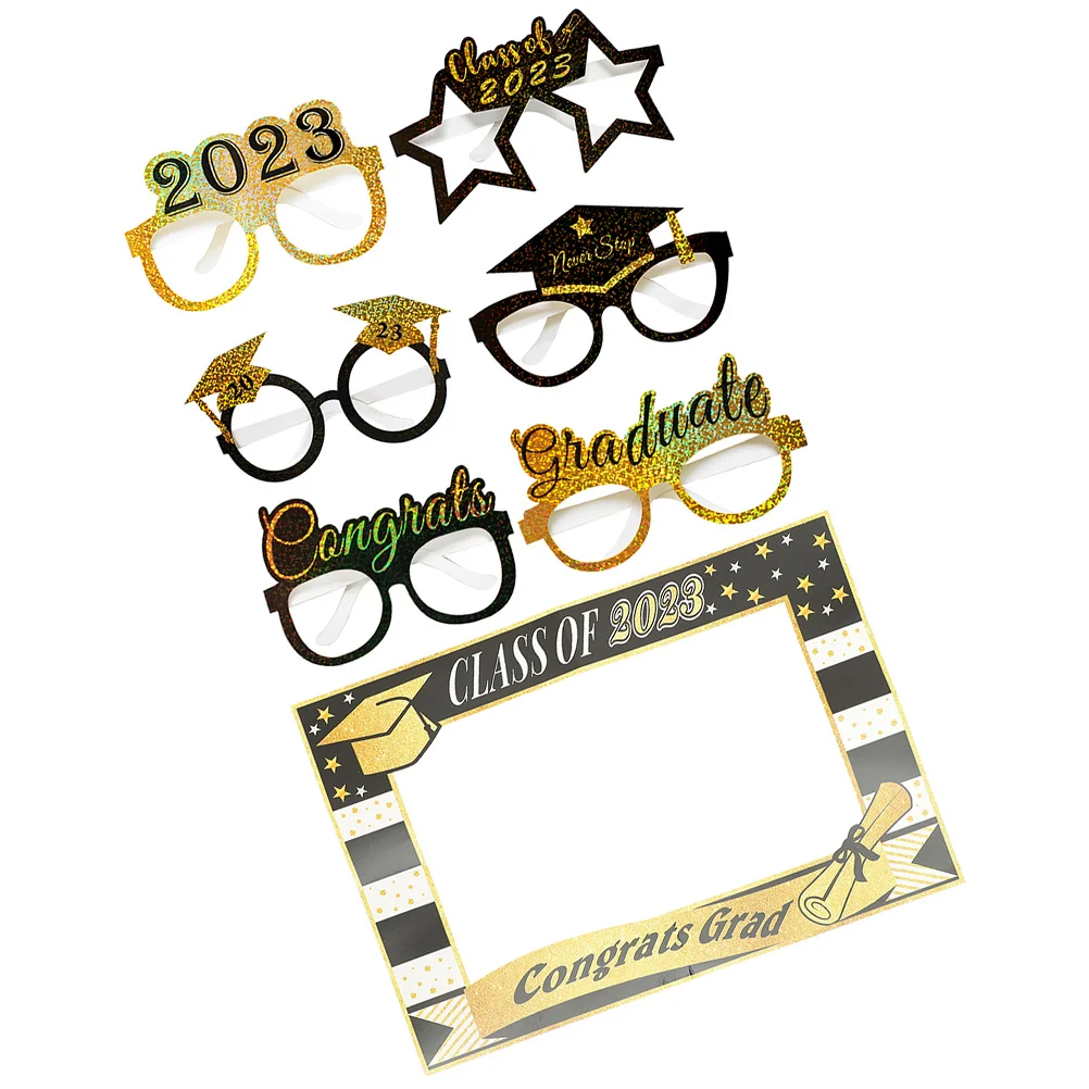 

Graduation Party Photo Booth Frame Picture New Eyeglasses Grad Eyewear Supplies Frames Props Selfie Stick Novelty Year Years Eve