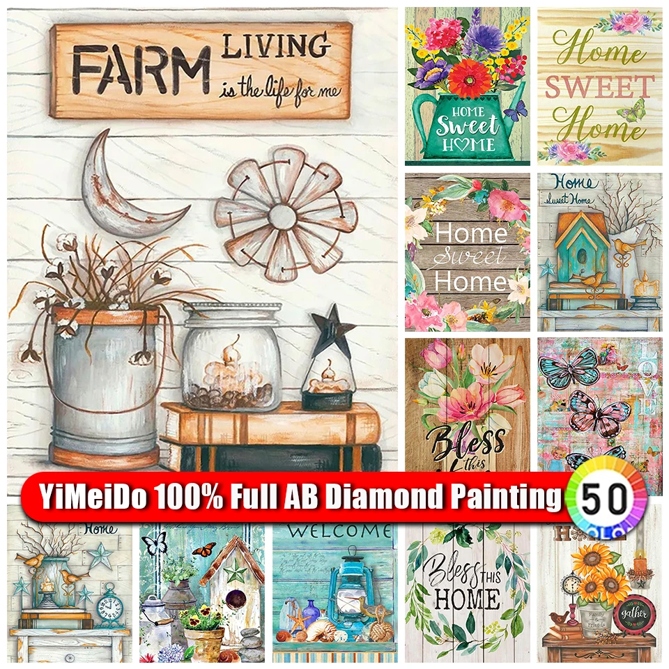 

YiMeiDo 100% AB Diamond Mosaic Text Embroidery Diamond Painting Landscape Diy Rhinestones Picture New Arrival Decor for Home