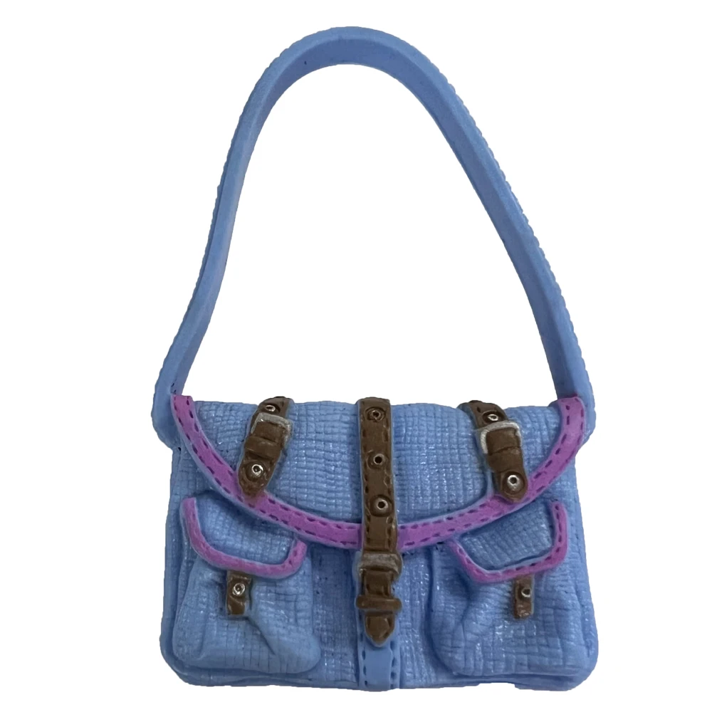 NK 1 Pcs Casual Bag For 1/6  Dollhouse Toy 1/12 Doll House Model Accessories Fashion  Handbag  Blue Backpack  For Barbie Doll