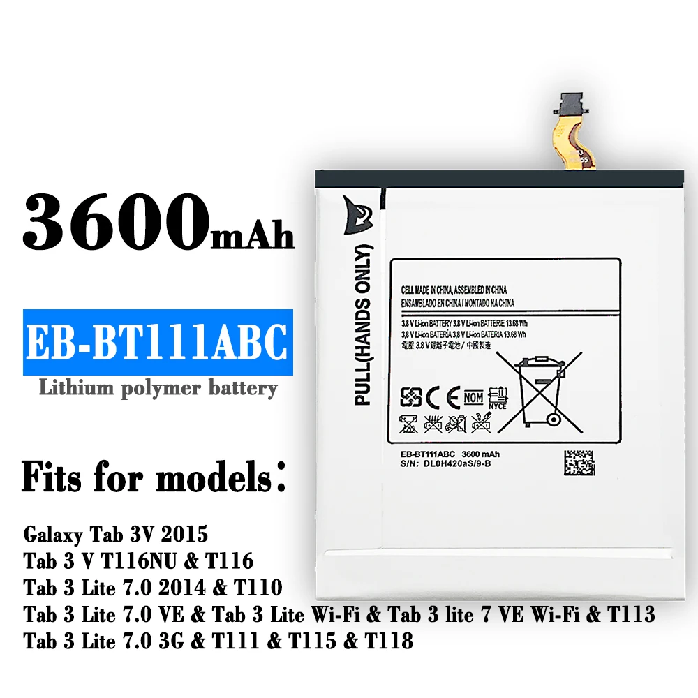 

SAMSUNG Orginal EB-BT115ABC EB-BT116ABE EB-BT111ABC EB-BT111ABE 3600mAh Battery For Samsung Tab 3 Lite SM-T110 SM-T111 T116 T115