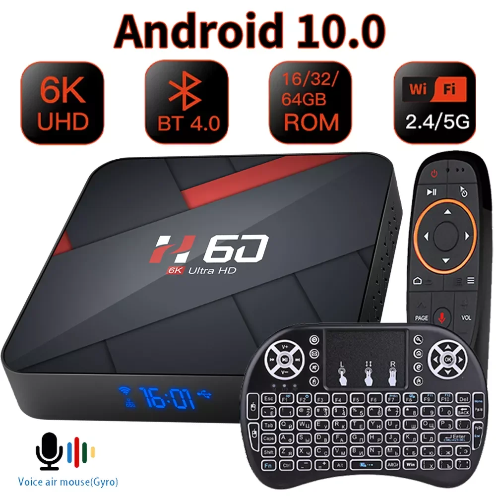 

HONGTOP Android 10.0 TV BOX 4GB 64GB 6K Voice Assistant 1080P Video TV receiver Wifi 2.4G&5G Bluetooth Smart TV Box Set top