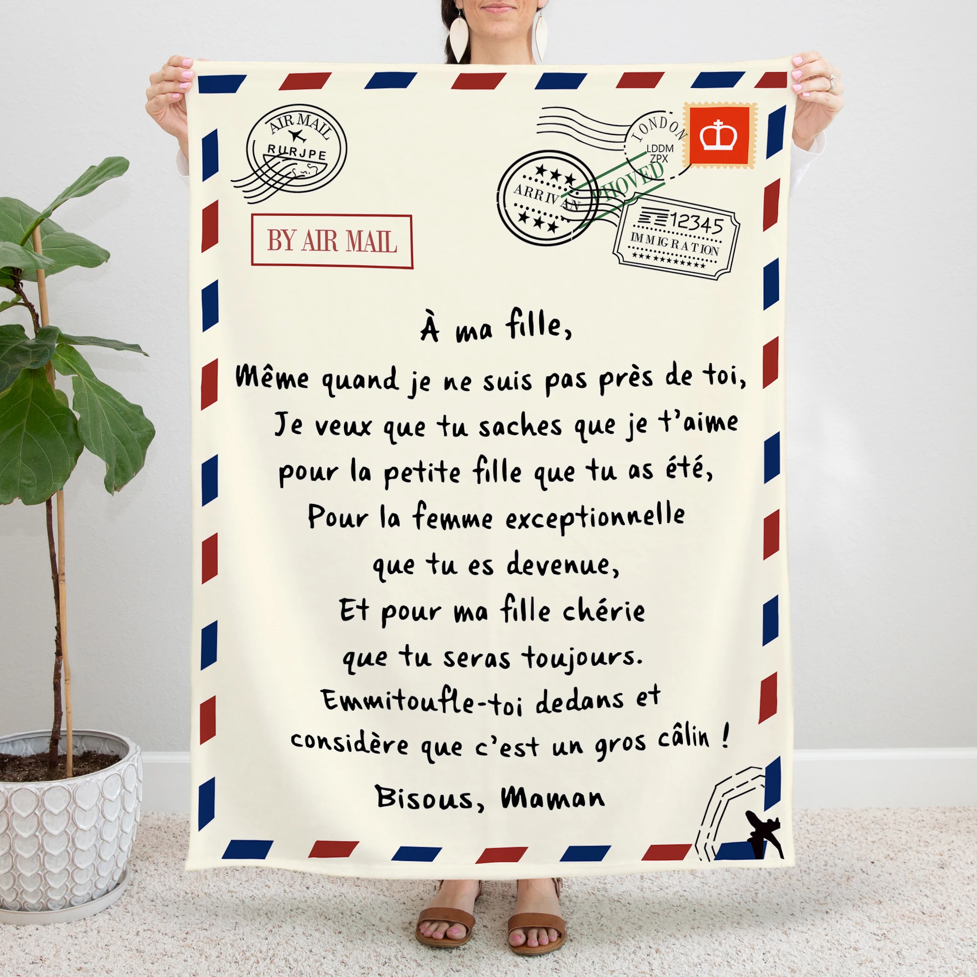 

Мягкое одеяло для дивана с надписью матери дочери