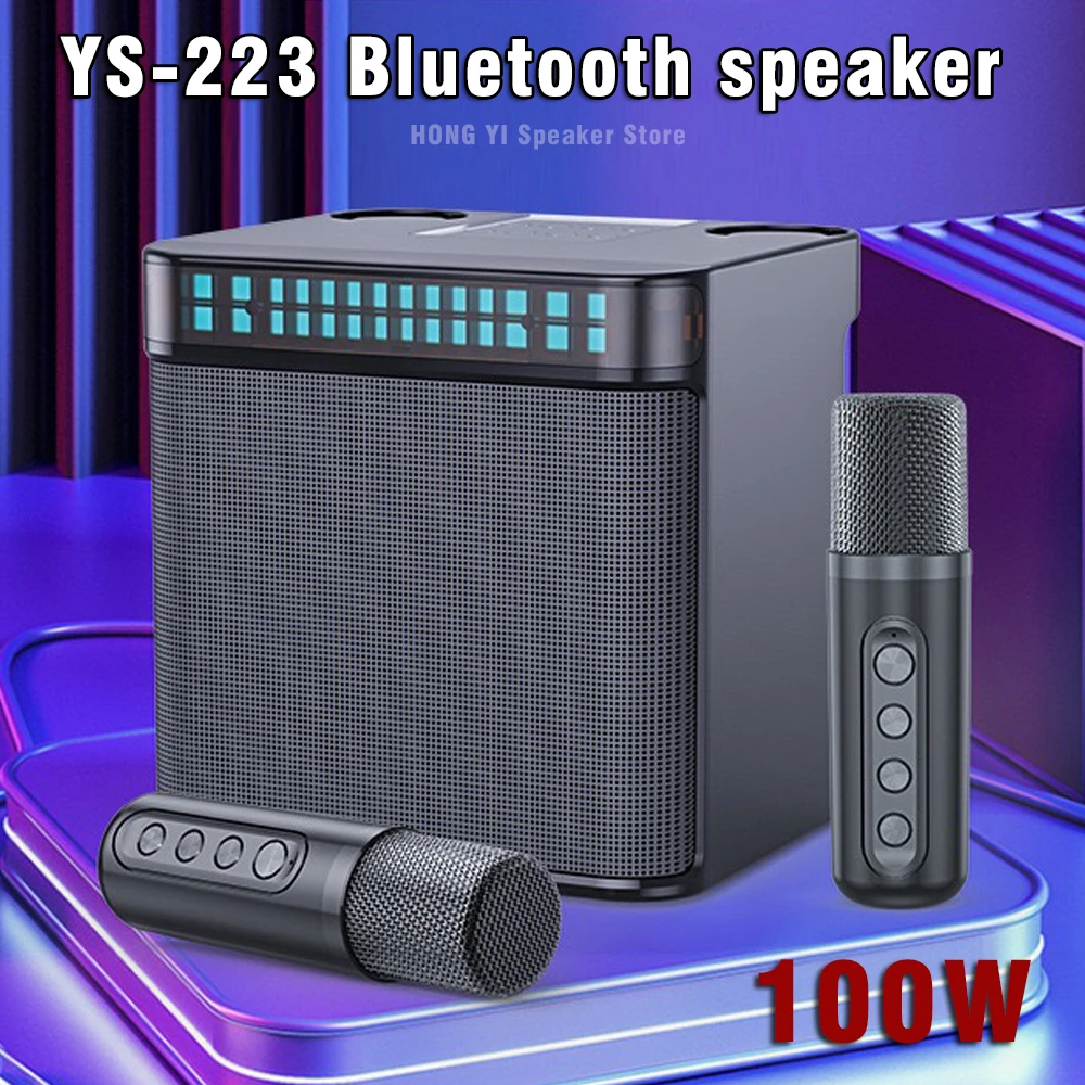 

YS-223 Colorful LED 100W High Power Wireless Portable Microphone Bluetooth Speaker Sound Family Party Karaoke Subwoofer Boombox