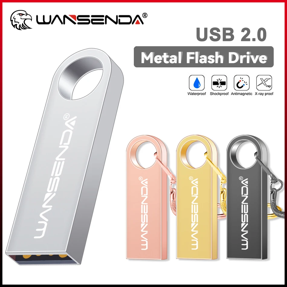 

WANSENDA металлический USB флеш-накопитель, 4 ГБ, 8 ГБ, 16 ГБ, 64 ГБ, 128 ГБ