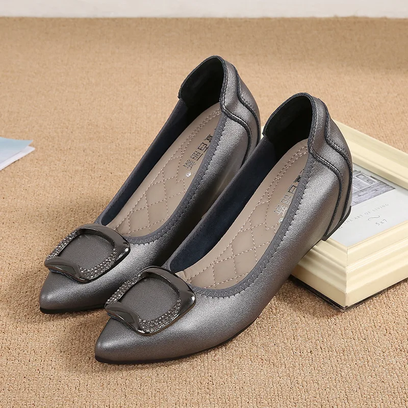 

Туфли-лодочки женские на танкетке, заостренный носок, каблук под пятку, Уличная обувь, однотонные, весна-осень