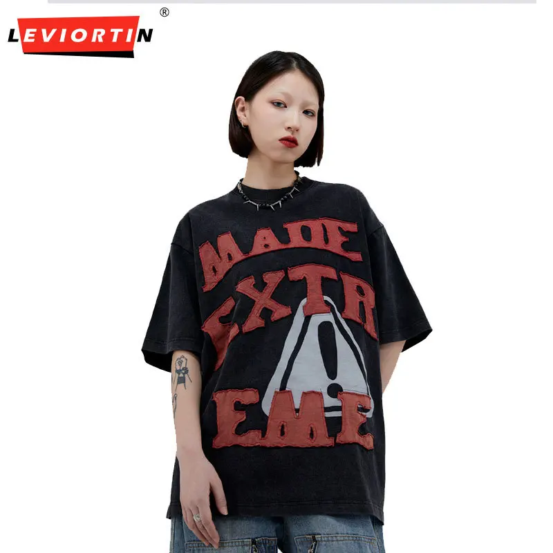 

Harajuku Men T Shirt Fun Letter Patchwork TShirts Summer Cotton Short Sleeve Tees Fashion High Street Hip Hop Unisex Streetwear