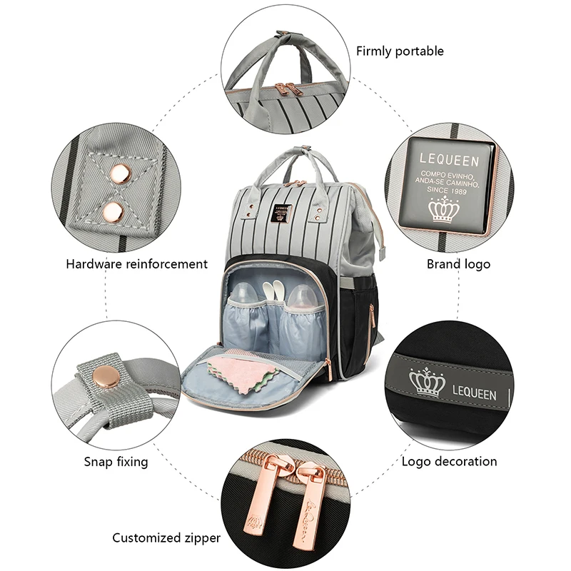 Многофункциональный рюкзак для мам LEQUEEN водонепроницаемые вместительные