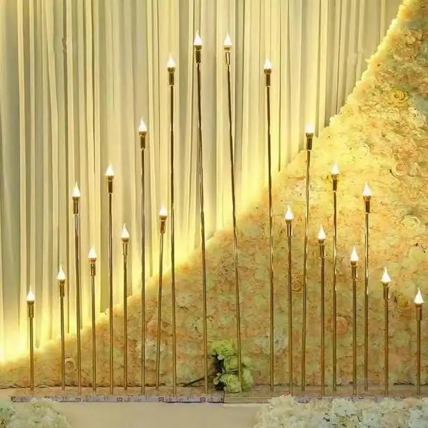 

Wedding T-stage road leading gold 10 heads with LED bulb wedding layout
